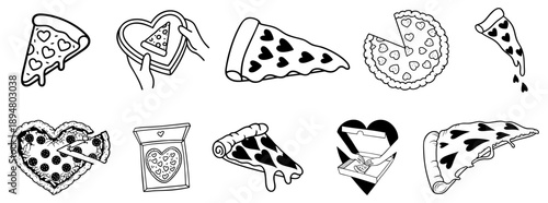 Valentine’s Day Heart Shaped Pizza Set for Romantic Dinner — Cute Love Pizza Slices, Hearts and Toppings for Couples Date Night