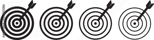 Target pointer icon collection. Professional objective tracking symbols. Isolated precision pointers for mobile apps. Popular success branding illustration.
