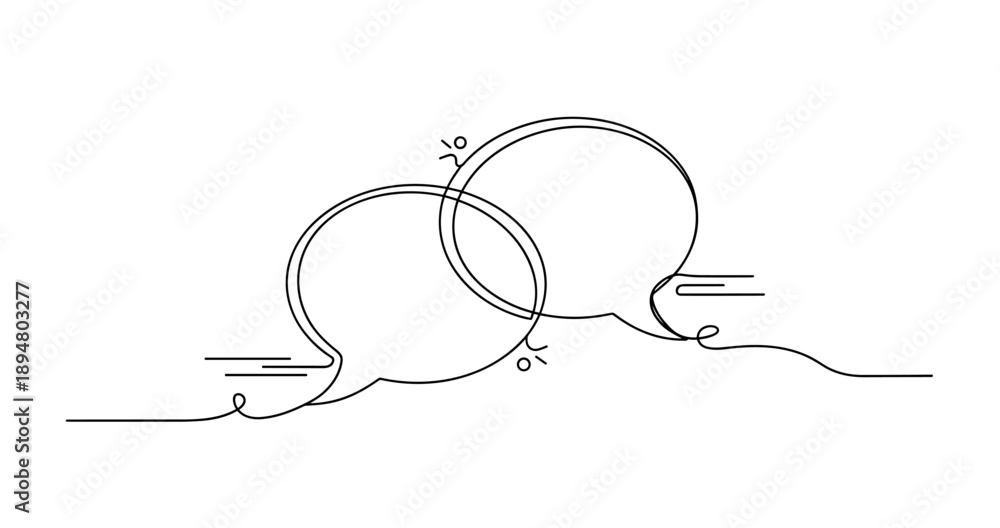 Obraz premium Minimalist line art speech bubbles on white background, no editable stroke