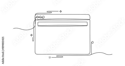 Minimalist web browser sketch with search bar and decorative elements, no editable stroke