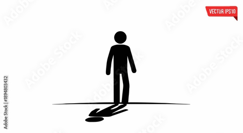 Silhouette of a person standing with a long shadow.