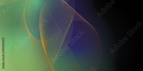 Grainy abstract background with green blue and black gradient and dark noise texture wide banner design