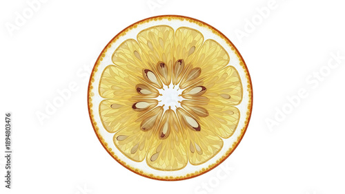 Translucent Slice of a Yellow Citrus Fruit