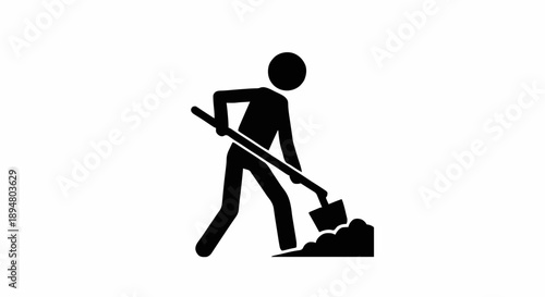 Silhouette of a person digging with a shovel.