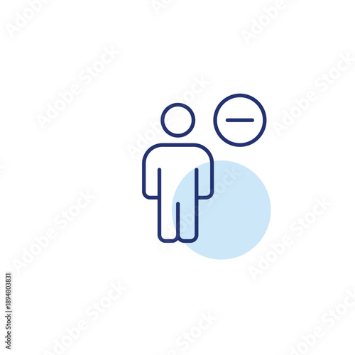 Person and minus. Team reduced, member or user deleted. Connection ended. Pixel perfect, editable stroke vector icon
