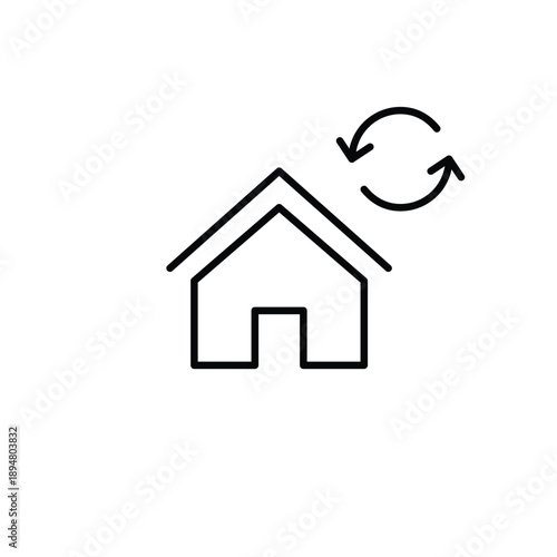 House and refresh arrows. Smart home system update, real estate transactions. Pixel perfect, editable stroke vector icon