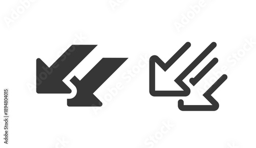 Recession down loss arrows icon simple graphic line stroke and solid bold vector set, decrease negative graph shape silhouette logo, statistics low performance element image clip art
