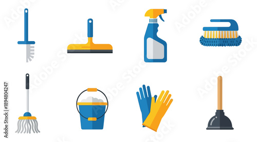 Cleaning tools collection vector illustration