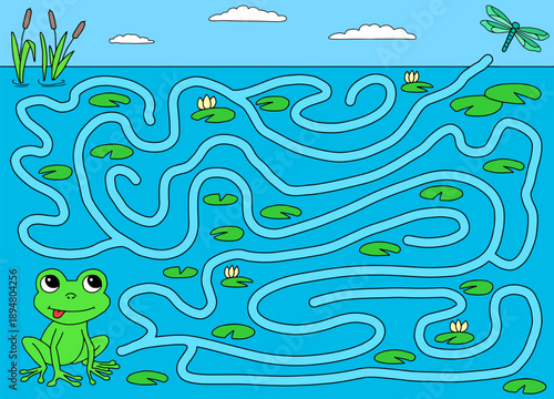 Frog maze graphic color sketch illustration vector