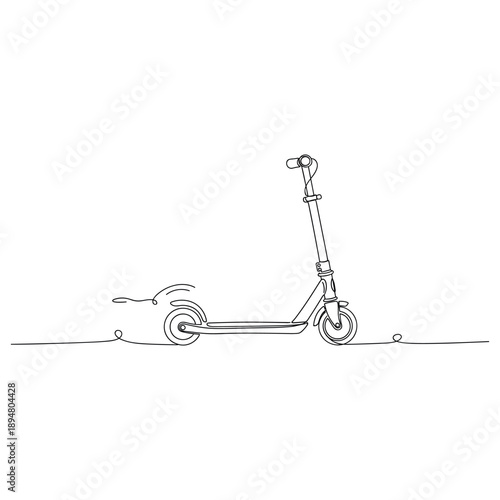 Minimalist continuous line drawing of an electric scooter. No editable strokes