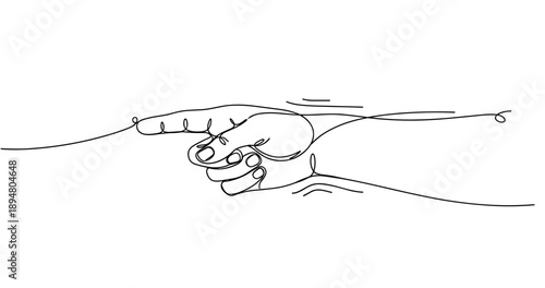 Continuous line drawing of a hand gesture with fingers pointed forward. No editable strokes