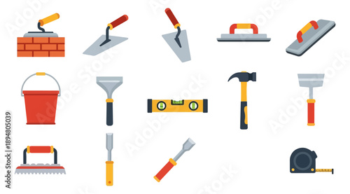 Construction tools vector illustration of various building instruments