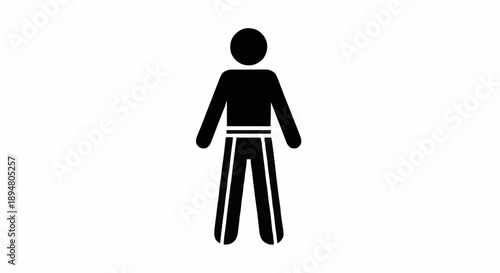 Simple Black Human Figure Icon Silhouette.