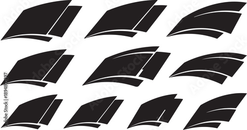 Set of black car window shades on white background