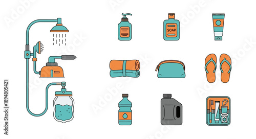 Bathroom essentials and toiletries vector illustration