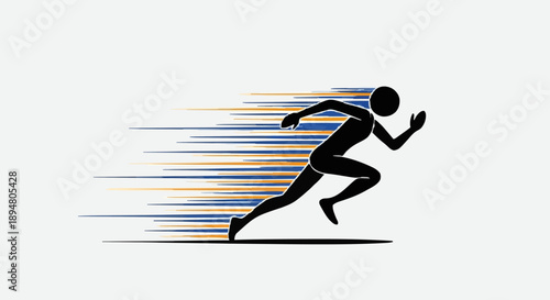 Silhouette of a runner in motion with speed lines.