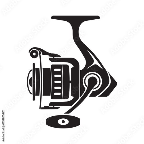 a spinning fishing reel silhouette, a common piece of angling equipment