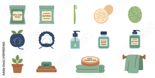 Bathroom essentials collection vector illustration