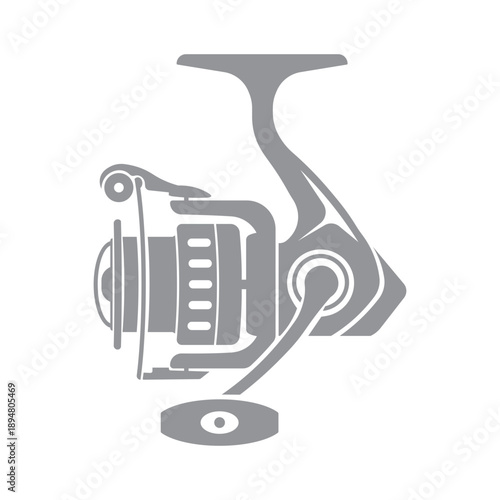 a spinning fishing reel silhouette, a common piece of angling equipment