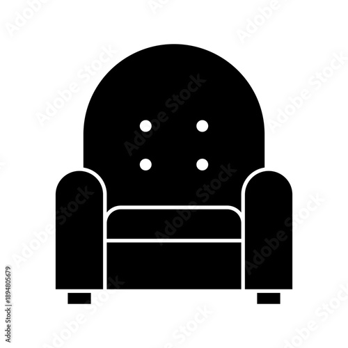 Armchair Living Room Solid Icon for Home Seating Furniture and Comfortable Interior Space