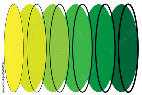 Abstract green and yellow oval gradient composition with overlapping shapes creating a rhythmic organic flow for creative background.