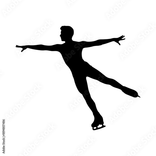 Vector illustration of a male figure skater performing steps
