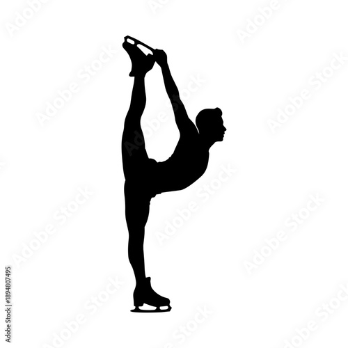 Tableau sur toile Vector illustration of a male figure skater in a spinning silhouette