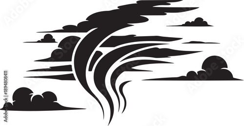 Stylized Black Cloud Formation in a White Sky Background