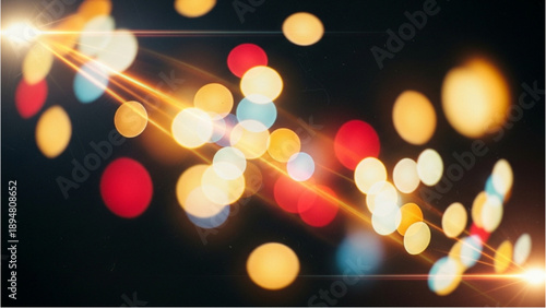 Vibrant city street at night with motion blurred lights and traffic