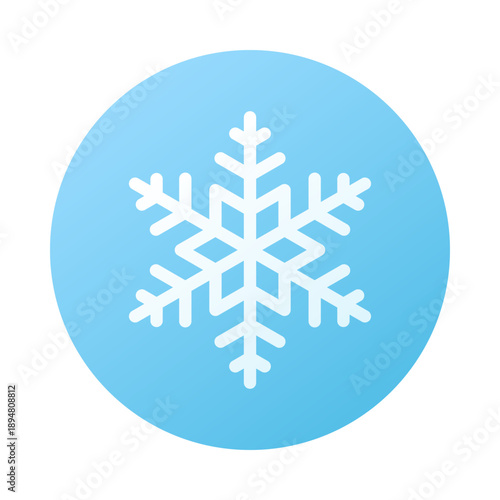 Icon snowflake. Winter and snowfall. Sky and weather design element. Round Isolated vector illustration.