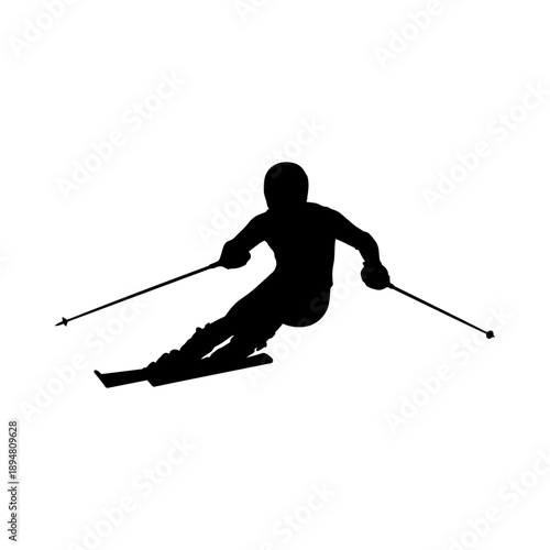 Alpine skiing silhouette vector illustration