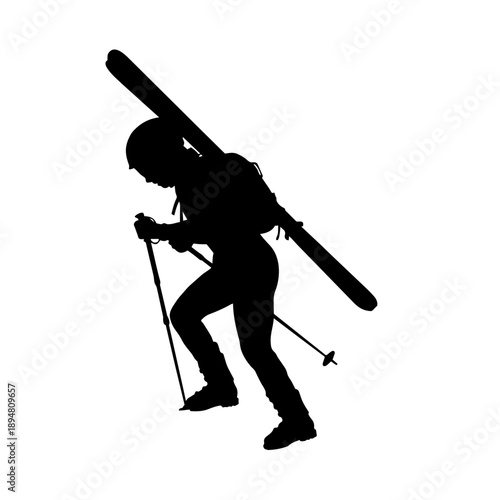 Ski mountaineering (skimo) silhouette vector illustration