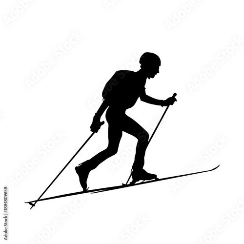 Ski mountaineering (skimo) silhouette vector illustration