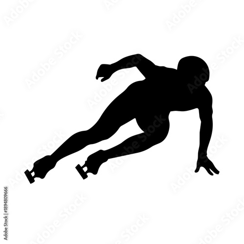 Short track skating silhouette vector illustration