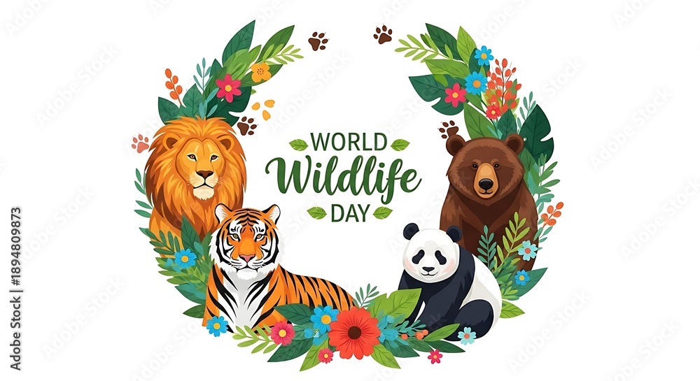 Naklejka premium Celebrating world wildlife day with animals
