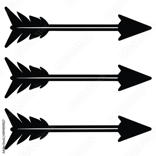 Three black arrows pointing right