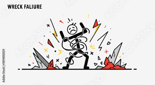 Stick figure character in distress during a wreck failure.