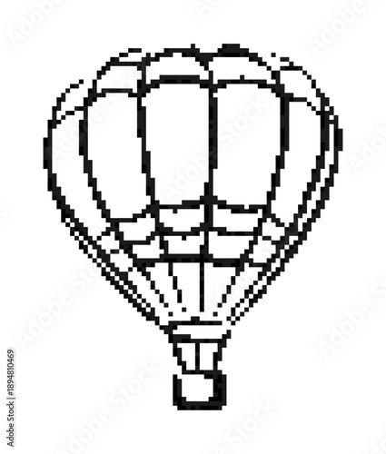 A pixel flying hot air balloon.