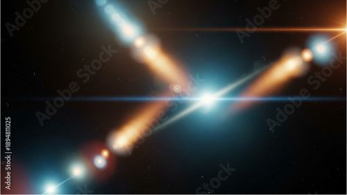 Cosmic explosion with radiant beams and luminous orbs in a dark space environment from a dynamic viewpoint