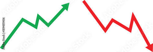 Growth and decline arrows. Up and Down sign with green and red arrows vector illustration.
