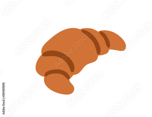 Crescent croissant. Classic French breakfast bun with crust. Baked dessert, sweet wheat dough roll. Fresh bakery, morning food, snack, pastry. Flat vector illustration isolated on white background © Good Studio
