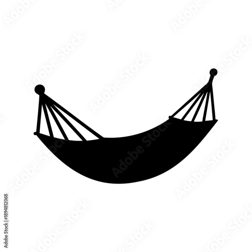 Elegant black hammock silhouette for tropical relaxation and summer vacation bliss