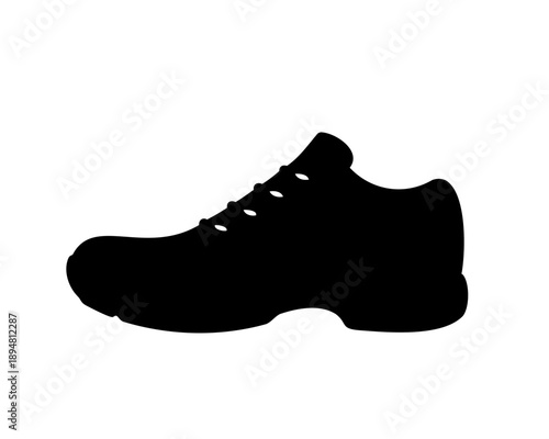 Monochrome Silhouette of an Athletic Shoe or Sneaker with Laces and Structure