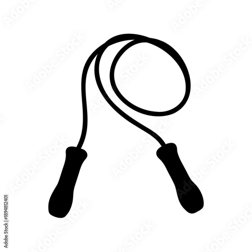 Black and white image of jump rope ready for fitness workout