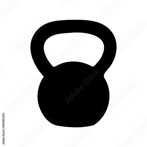 A black silhouette of a kettlebell for strength training exercises