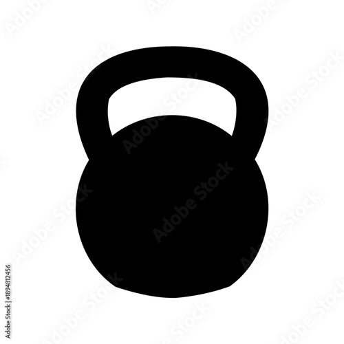 Black silhouette of a kettlebell on a white background for fitness