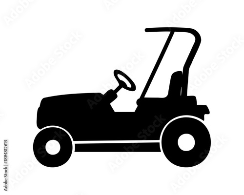 Silhouette of a ride on lawn mower with roll bar protection