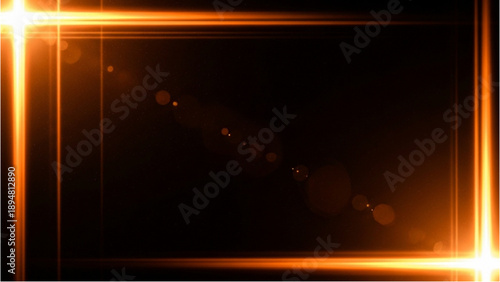 Glowing Orange Frame Illuminates Dark Background with Light Effects and Shadows from an Artistic Viewpoint