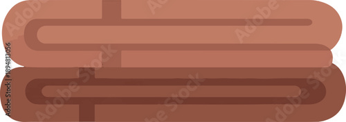 A stack of folded, flat textiles in varying shades of brown