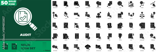 Audit Solid Editable Icons set